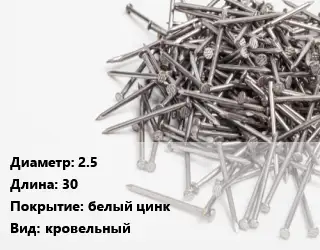 Гвоздь 2.5х30 белый цинк кровельный